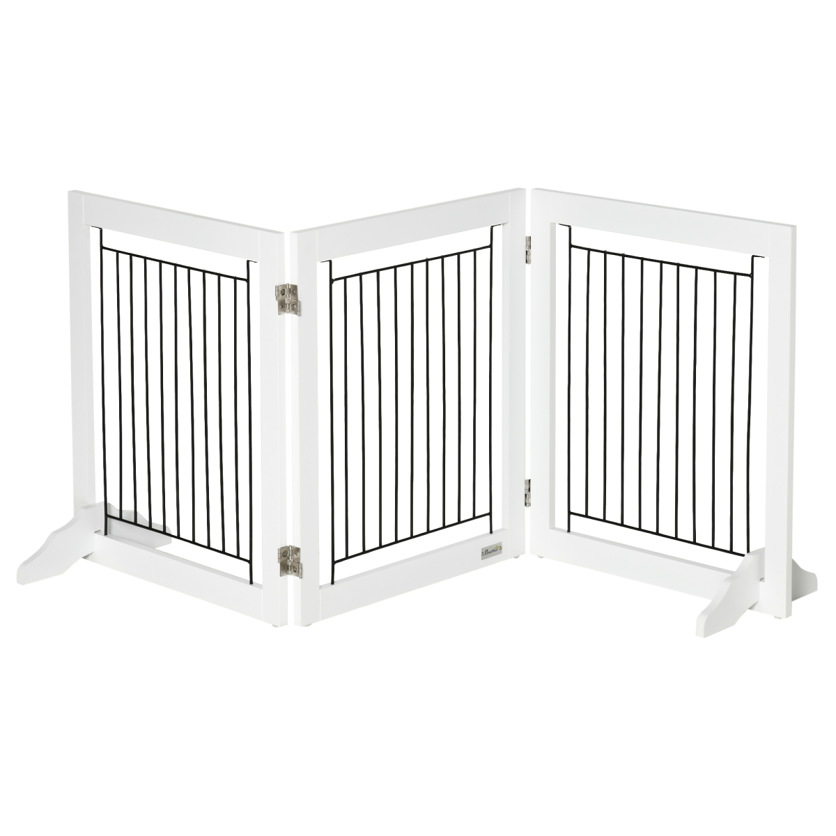 PawHut Foldable Wooden Pet Gate - White - Small Dogs - MDF & Steel Construction - Image 2