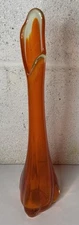 Vintage MCM Viking Glass Epic Orange Persimmon Amberina Swung Vase 12”