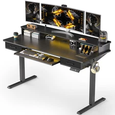 55x24 Inches Electric Standing Desk with Keyboard Tray, Height Adjustable Sta...