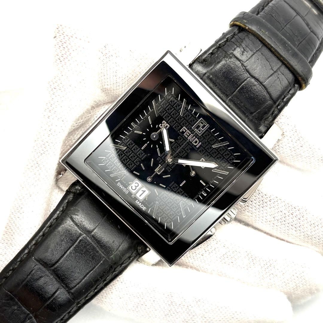 Fendi Quadro Ceramic Chronograph Men's Quartz 39mm Used Authentic thumbnail 3