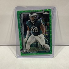 2025 Topps Chrome Football Jalen Carter Green Wave /99 Eagles 