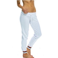 Aviator nation white sweatpants rainbow cuff size Small