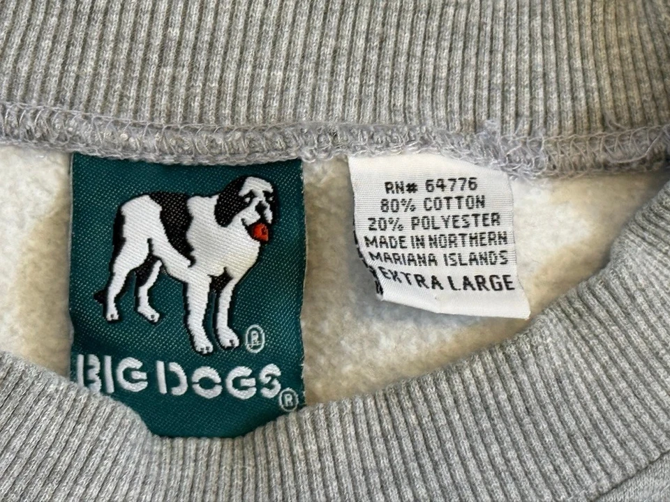 Vintage 90s Big Dogs Men’s Graphic Print Sweatshirt Heather Grey Crewneck Sz XL - Image 3 of 4