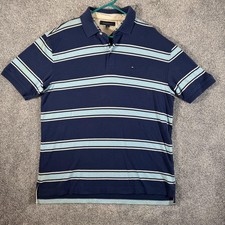 Tommy Hilfiger Polo Shirt Mens XL Striped Y2K Preppy Classic Nautical Streetwear