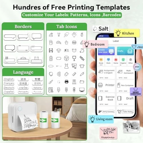 Bluetooth Mini Label Maker Machine with White Tape - Portable Sticker Printer Bluetooth Mini Label Maker Machine with White Tape - Portable Sticker Printer