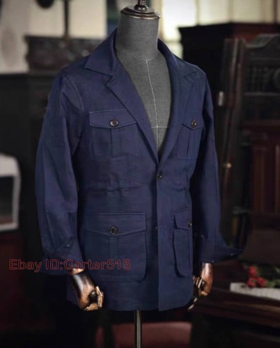 Mens Linen Hunting Summer Lightweight Retro Style Casual Breathable Jacket Coat - Picture 17 of 29