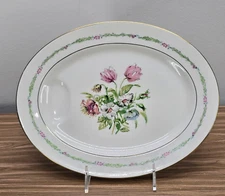 Vtg Med. 11.5" Meat Platter/Theodore Haviland New York"Garden Flower"Fine China