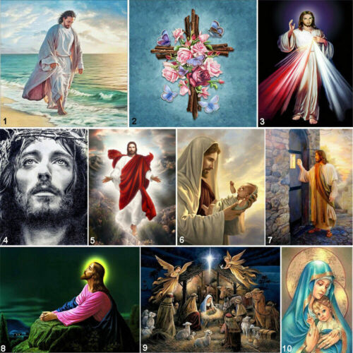 Taladro completo Jesús hágalo usted mismo redondo 5D pintura de diamantes kits de punto de cruz regalo ángel hogar - Imagen 1 de 25