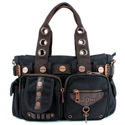 Banned Schultertasche Doom Lagoon Tasche Steampunk Gothic Nieten Schlüsselloch