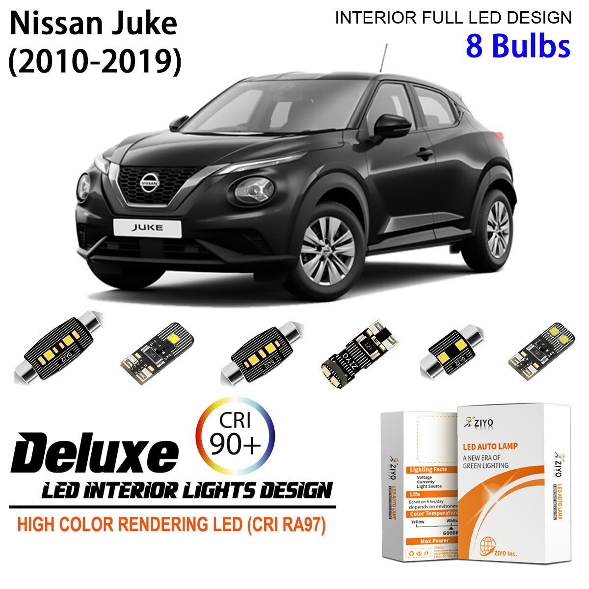 LED Interior Light Kit for Nissan Juke 2010-2019 White Dome Light