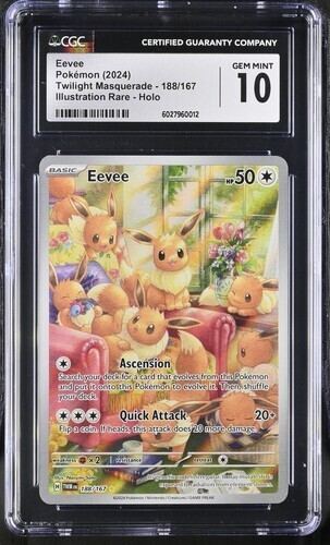 CGC Gem Mint 10 Eevee 188/167 Pokémon Twilight Masquerade TWM EN