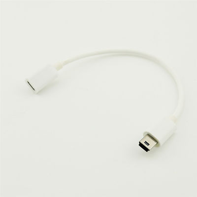 Micro USB Female to Mini USB 5 pin Male Data Sync Charge Extension Cable White