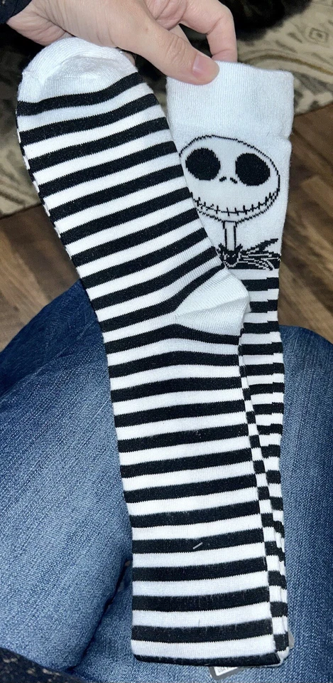 NWT! The Nightmare Before Christmas Over The Knee Striped Tube Socks Fits 9-11 - Image 2 of 2