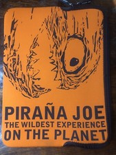 Pirana Joe Dual Zippered Laptop Sleeve Orange Black Graphic and Pattern 14"x11"