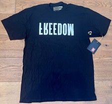 MUSA Men's XL Black White FREEDOM 100% Cotton Short Sleeve T-Shirt USA Made New