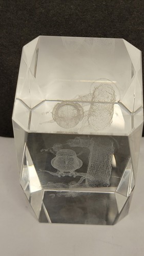 Cristal Vidrio 3D Corte Láser Pisapapeles Grabado Búho En Árbol Cubo en Octágono 3""h - Imagen 6 de 8