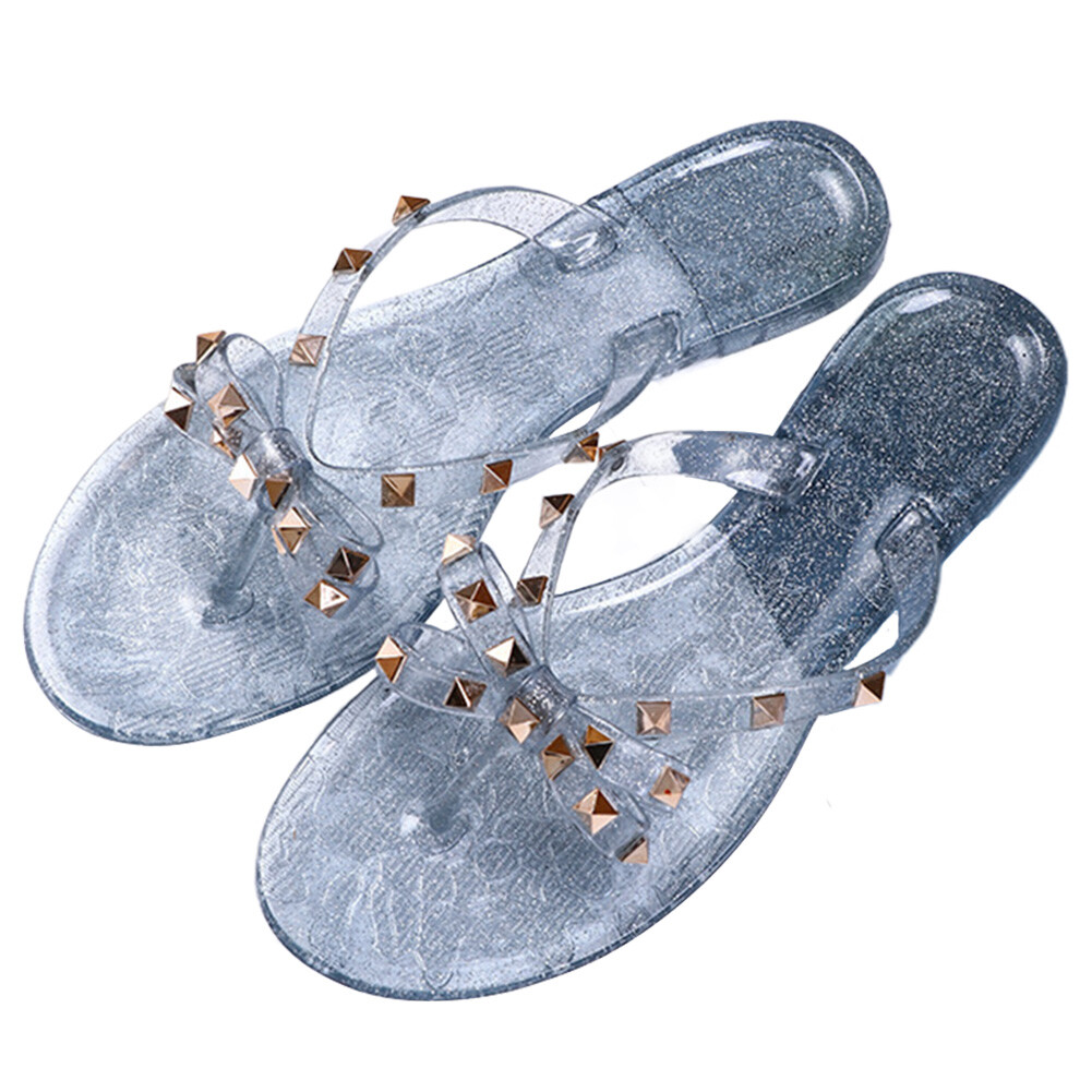 PANTOFOLA D’ORO Scarpe infradito in gelatina con borchie e fiocco scarpe doccia da donna eleganti estive