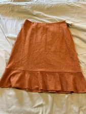 LIZ Size 6 orange tweed virgin Wool Blend Skirt Lined new 138 womens