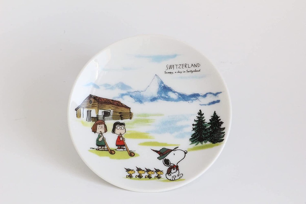 【えノき】【額装セット】SNOOPY＆ イタリア空軍 Peanuts Snoopy World Tour New York & Switzerland Mini Dish