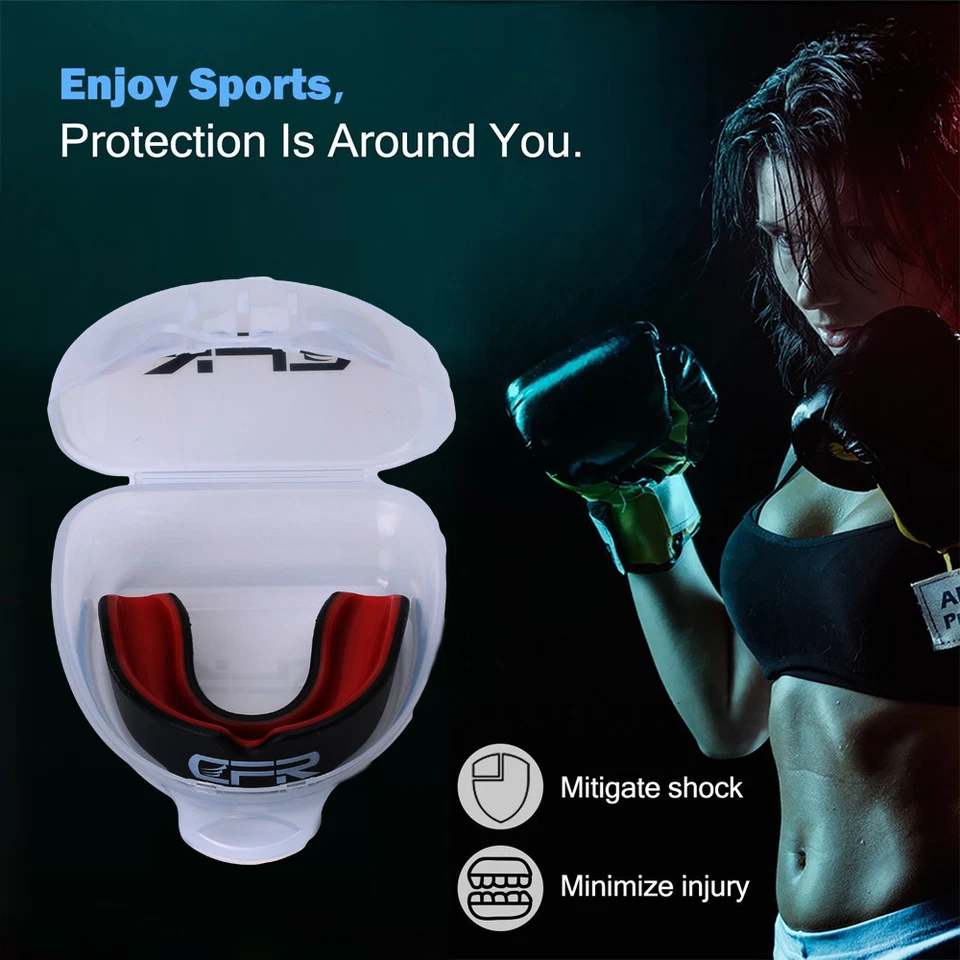 Protector bucal EE. UU. Protector de encías Bruxismo Dental Protección de dientes Rechinar Deportes Boxeo Foto 3 de 4