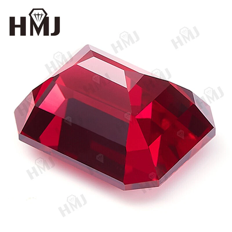 Ruby Emerald Cut Loose Gemstone Lab-Created Genuine Corundum Lab Grown Jewelry - Image 4 of 4