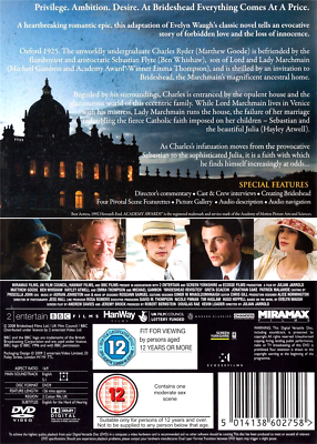 Brideshead Revisited (DVD-2009, 1-Disc) R2. 