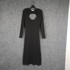 WAYF Walker Cutout Sweater Midi Dress Size S Black Slit Scoop Neck Long Sleeve