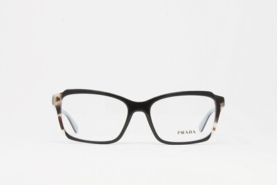 Prada Eyeglasses Women's PR01VV KHR1O1 Top Black Azure Spotted Brown 53mm NEW!