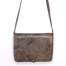 Vintage Leather tooled crossbody bag