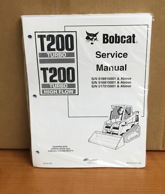 Bobcat T200 Track Loader Service Manual Shop Repair Book Part # 6901397