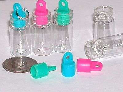 1pc Little Tiny Glass potion Bottle Charm vial necklace Pendant color cap  top NW