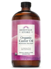 HERITAGE STORE Organic Castor Oil, 32 oz, Cold Pressed, Hair & Skin Nourishment