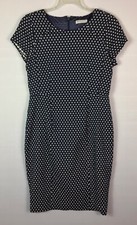 DE Collection Dress Womens Black Polka Dot Sheath Short Sleeve Knee Length