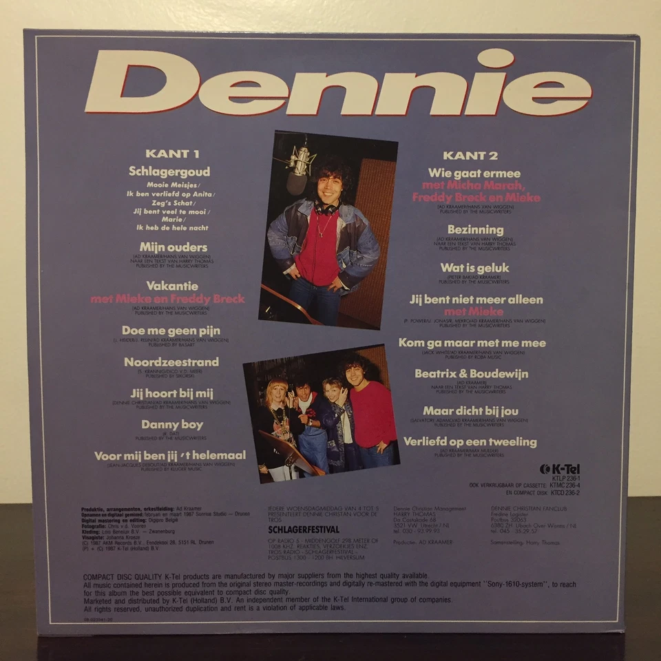 Dennie Christian Vinyl LP K-Tel Records Dutch Holland Press 1987 Schlager - Image 2 of 4