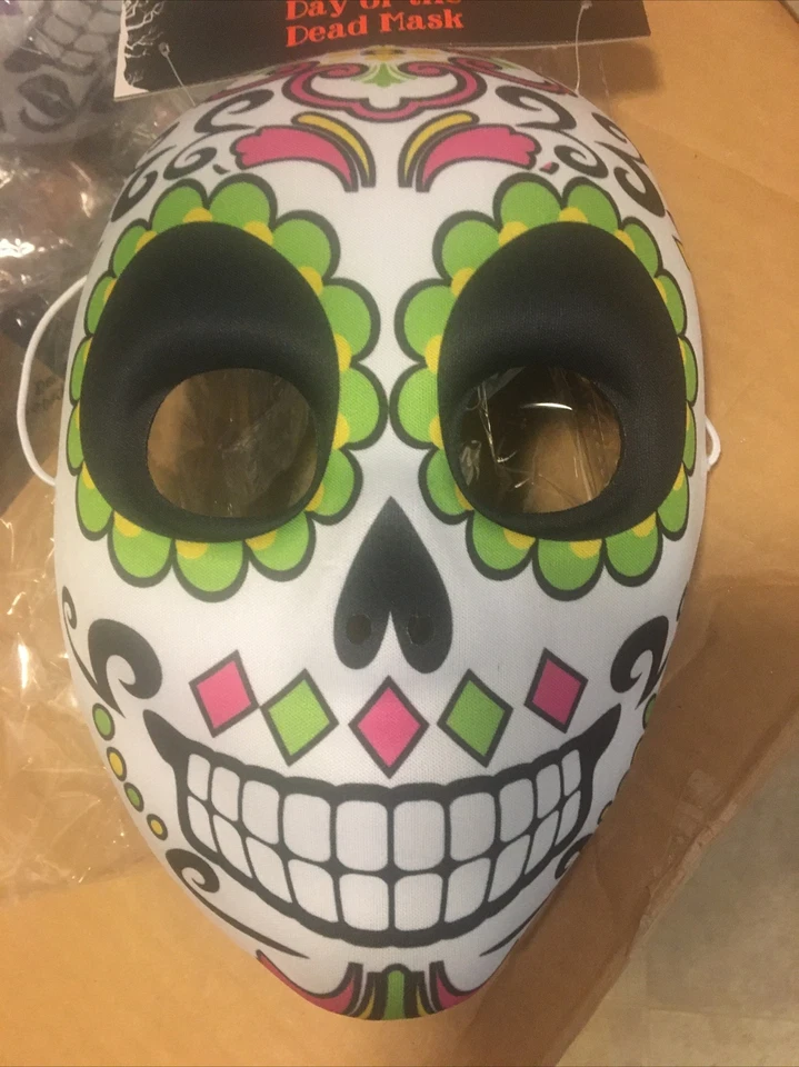 Day Of The Dead Skull Mask Halloween Green Pink Yellow Black White Men Girl - Image 2 of 3