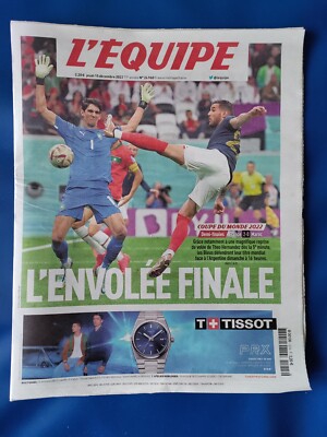 TEAM DE FRANCE Zeitung L'Team 15. Dezember 2022 FRANKREICH VS MAROKKO