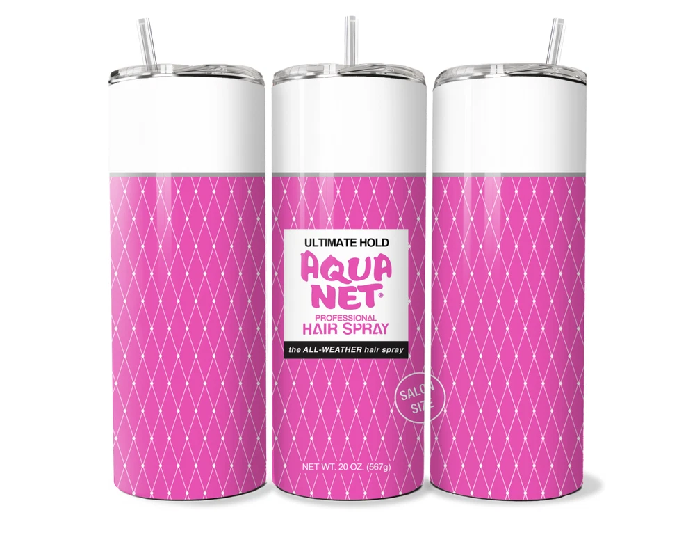 Tumbler Aqua Net Professional Hair Spray with Straw 20oz for Hot and Cold Drink