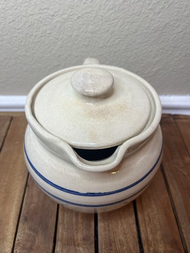 Marshall Pottery Pitcher W/lid Blue Stripe Master Potter Tommy Humphries Signed - Picture 5 of 9