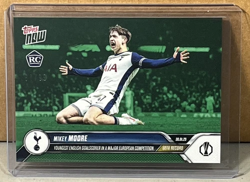 2024 25 TOPPS NOW #17 MIKEY MOORE TOTTENHAM RC Green Parallel 67/99