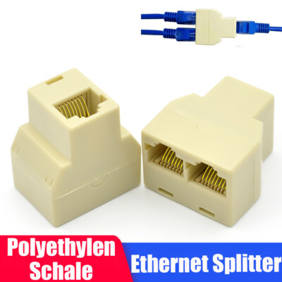RJ45 Ethernet Splitter Adapter LAN Netzwerk CAT5E Y 3 Ports Koppler Kabel Joiner