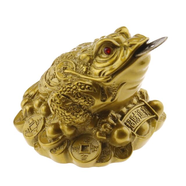 für Büro Dekoration Geschenk Chinesisch Feng Shui Geld Glück Frosch mit 1x Münze