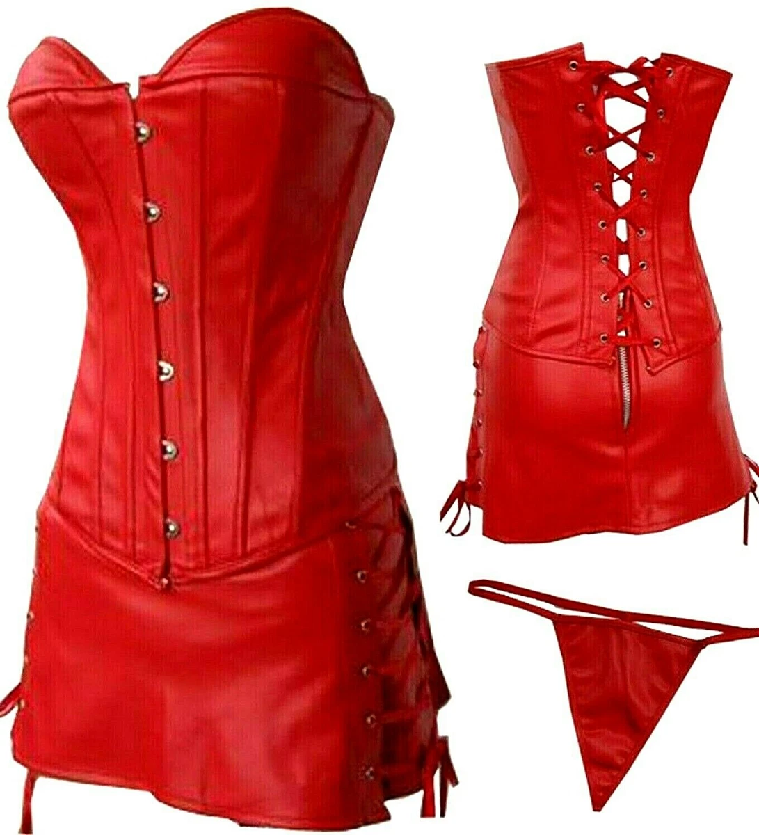 Faux leather corset hot sale skirt