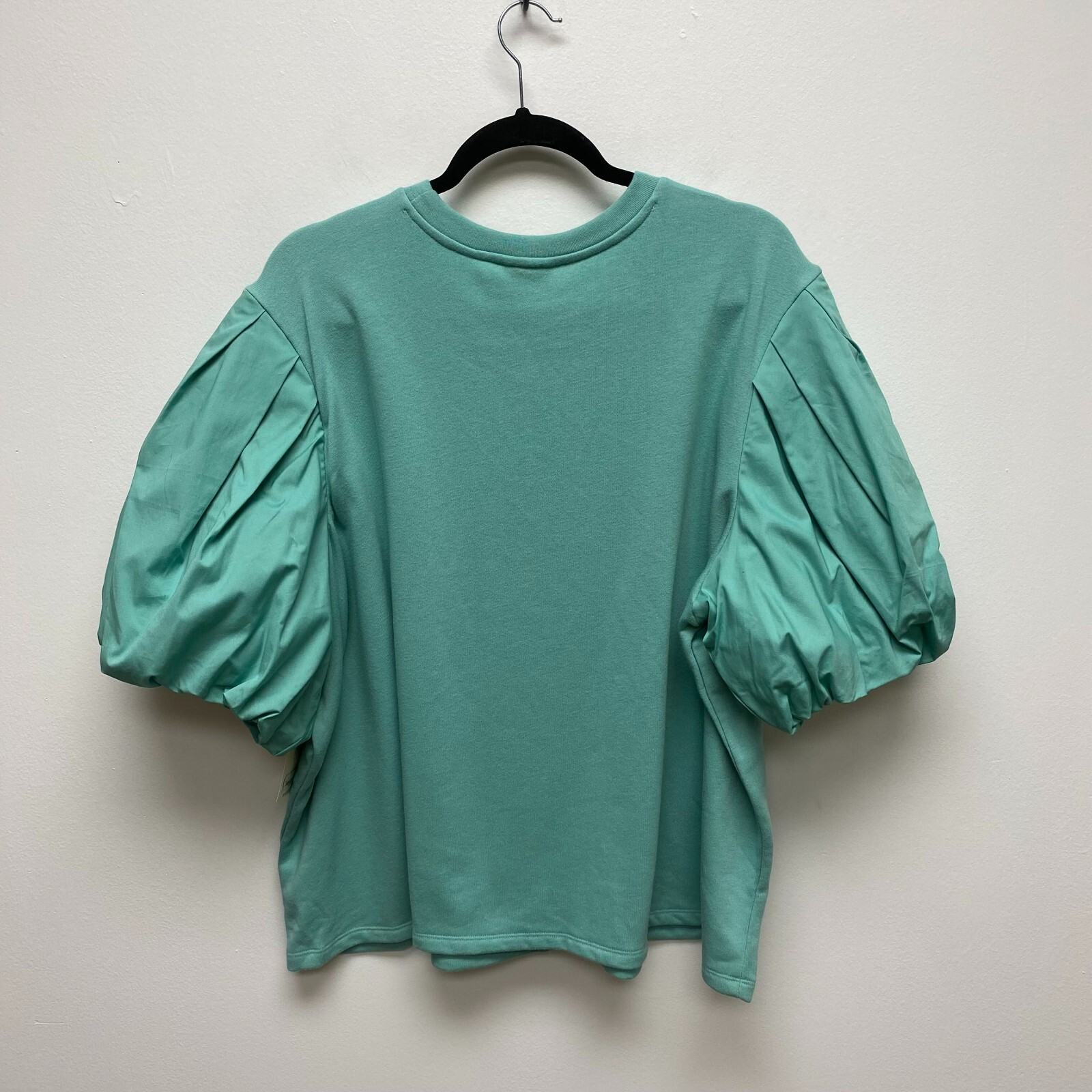 Ana A New Approach Womens Green Short Puff Sleeve Crew Neck Pullover Blouse 3X