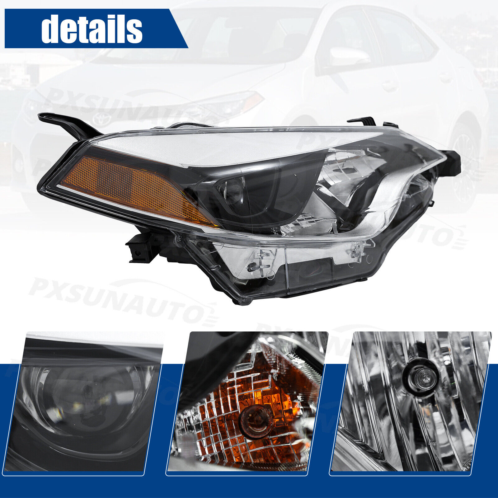 Headlights For 2014 2015 2016 Toyota Corolla Headlamps Left LH Driver Side