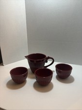 Paula Dean 2 Cup Measuring Pitcher And 3 Small Ramekins Maroon