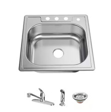 Glacier Bay 25 in. Drop-In Single Bowl Stainless Kitchen Sink / Faucet Sprayer