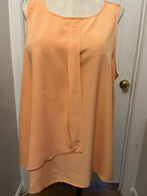 DG2 Diane Gilman Women s Plus Size 2X Orange Layered Sleeveless Tunic Top