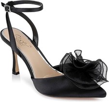 Jewel Badgley Mischka Women  s Taylee Black Satin Heels Size 6 New in Box