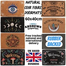 Natural Fibre Rubber Backed Coir Doormats Door Mat Moon Phase