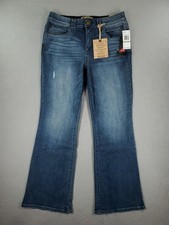 NWT Democracy Jeans Womens 12 Ab Technology Itty Bitty Boot Faded Ripped Denim
